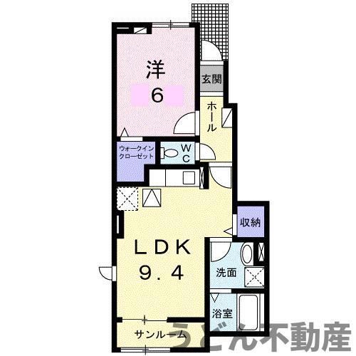 ジュネス ガーデンK3(1LDK/1階)の間取り写真