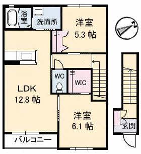 メゾン楽天 A棟(2LDK/2階)の間取り写真