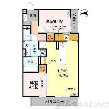 TORISIA千里丘III(2LDK/2階)の間取り写真