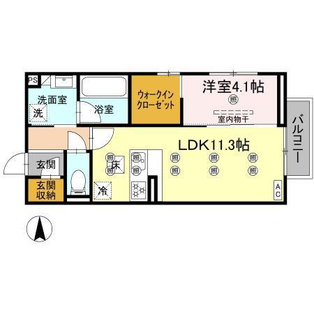 アヴェニュー・ルポ(1LDK/1階)の間取り写真