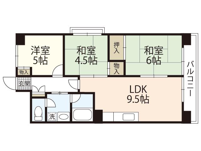 光町ハイム(3LDK/2階)の間取り写真