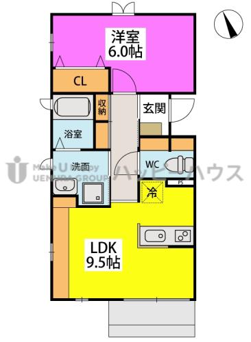 シャティエール(1LDK/1階)の間取り写真