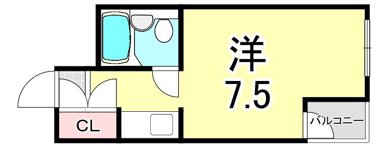 BILLION HILLS 東園田(ワンルーム/1階)の間取り写真