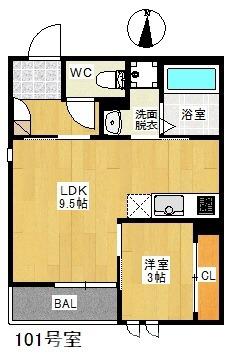 GRANDTIC FELICE(1LDK/1階)の間取り写真