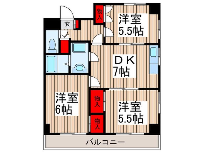 シャトレー南浦和(3DK/4階)の間取り写真