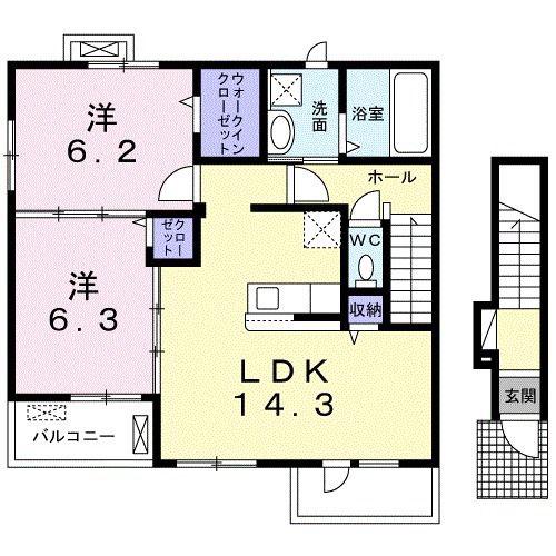 フラン・フレーシュ(2LDK/2階)の間取り写真