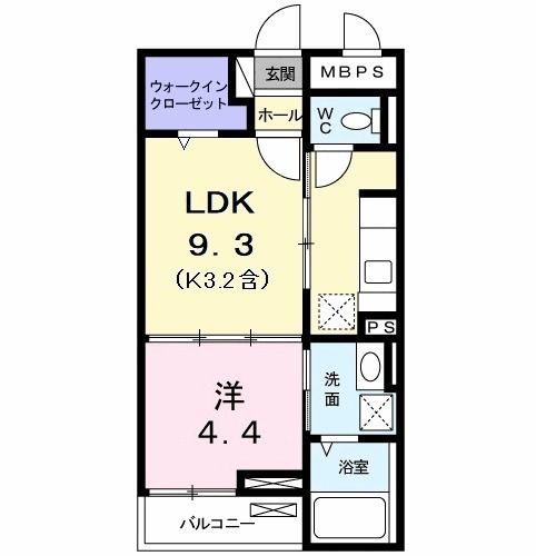 ミルト・ブリーゼ(1LDK/1階)の間取り写真