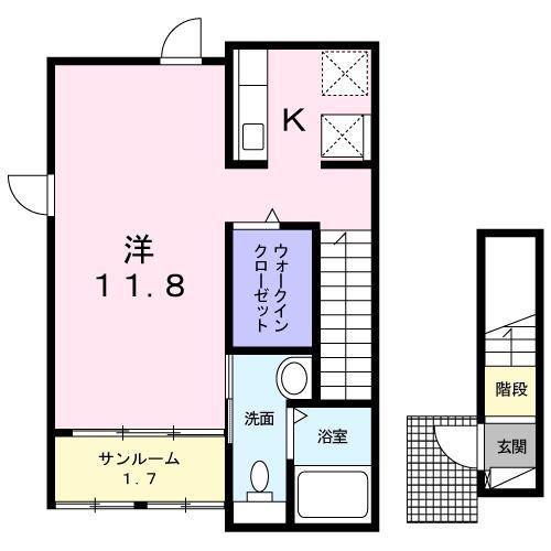 モダンパーク(1K/2階)の間取り写真