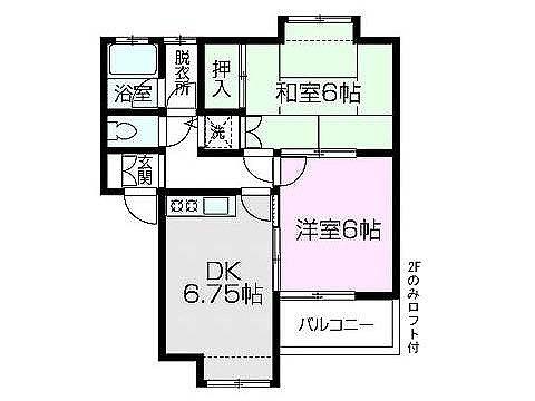 サンジュエルA棟(2DK/2階)の間取り写真