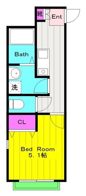 アパートメント枡形NO.2(1K/1階)の間取り写真
