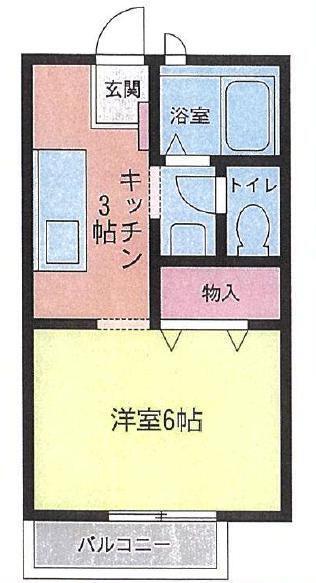 ペアシティ岩原(1K/1階)の間取り写真