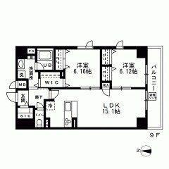 LA BELJOUR 錦糸町(2LDK/9階)の間取り写真