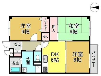 ベルメゾン高田B(3DK/2階)の間取り写真