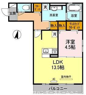 メゾン倉治(1LDK/3階)の間取り写真