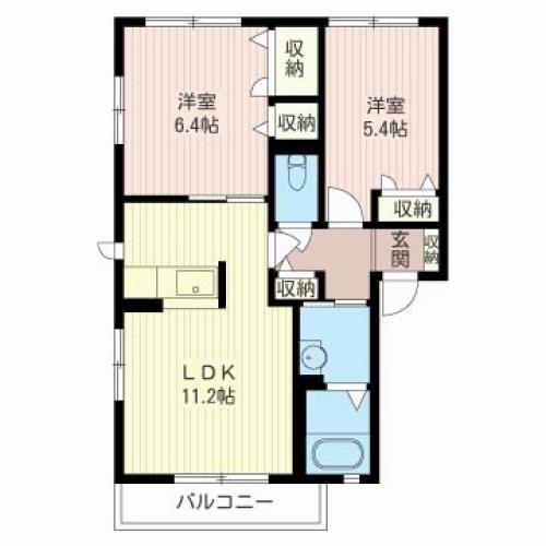 サニーコート羽村(2LDK/2階)の間取り写真