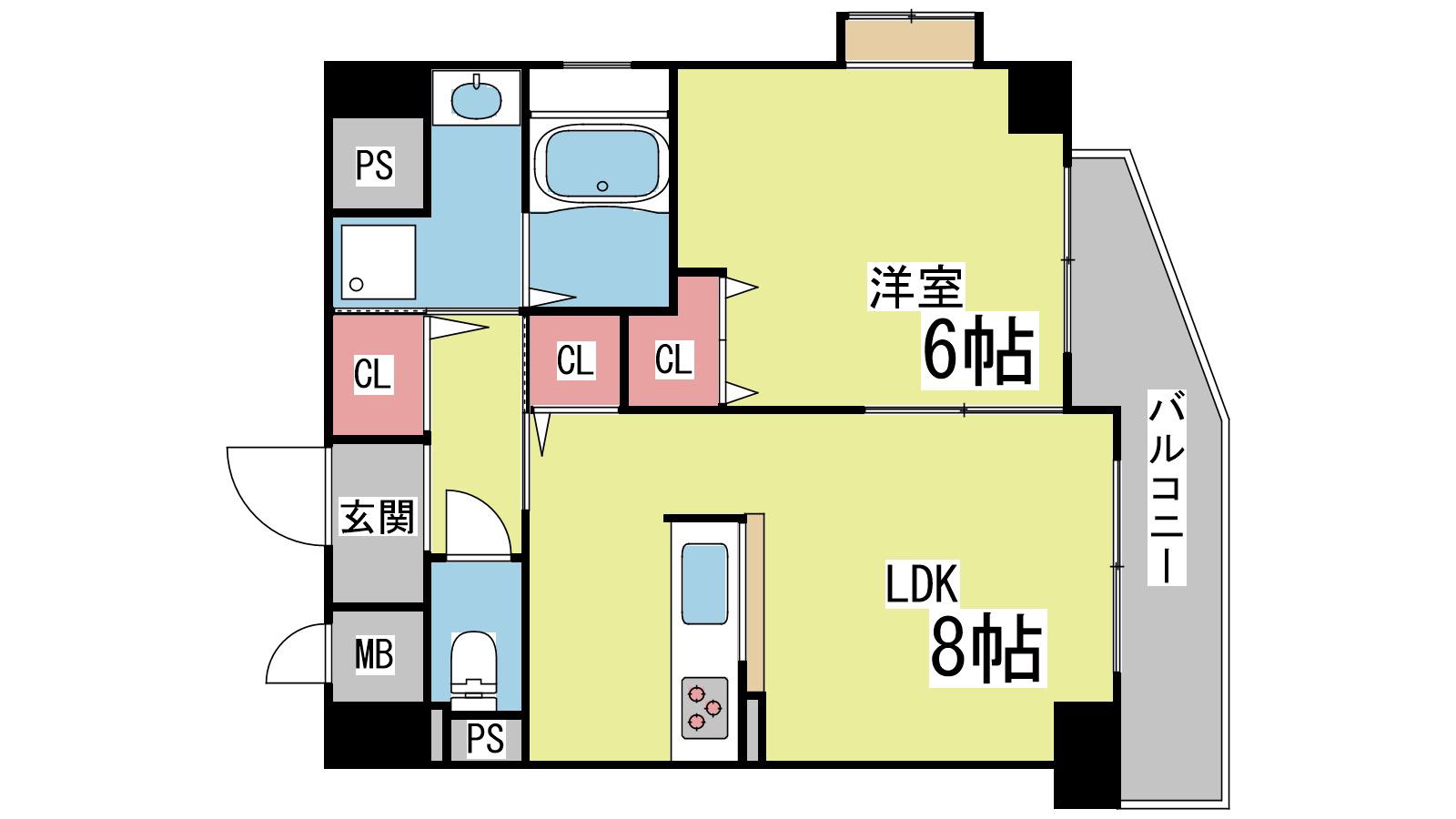 住吉バローレ(1LDK/7階)の間取り写真