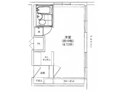 プライム赤坂(ワンルーム/4階)の間取り写真