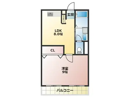 レミーハイツ(1LDK/3階)の間取り写真