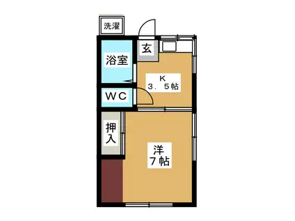 グリーンハイツ(1K/1階)の間取り写真