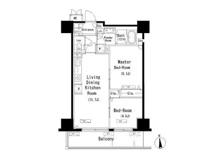 PARK AXIS元浅草STAGE(2LDK/11階)の間取り写真