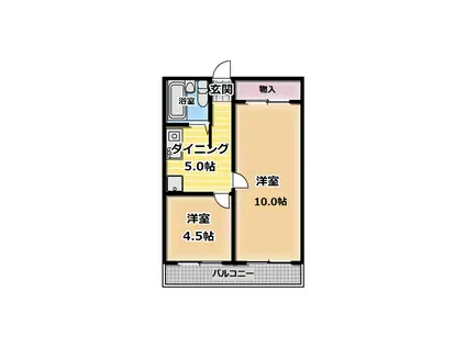 下沢ヤングハイツ(2DK/4階)の間取り写真