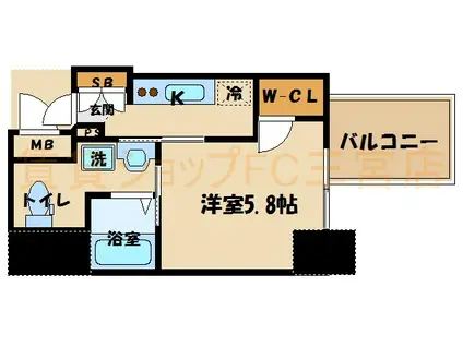 ララプレイス三宮ルミナージュ(1K/8階)の間取り写真
