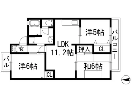 コートベルデュールA棟(3LDK/1階)の間取り写真