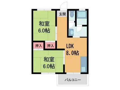 山本コーポ(2LDK/2階)の間取り写真