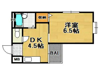 興栄ビル(1DK/2階)の間取り写真