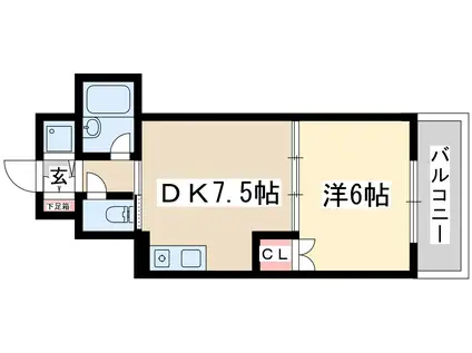 おおきに北大阪リバーフロントAP(1DK/6階)の間取り写真