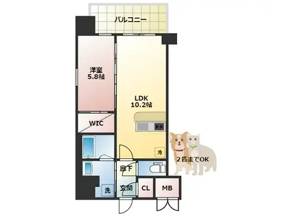 グランカーサ新大阪サウス(1LDK/7階)の間取り写真