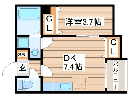 メゾンふじII(1DK/3階)の間取り写真