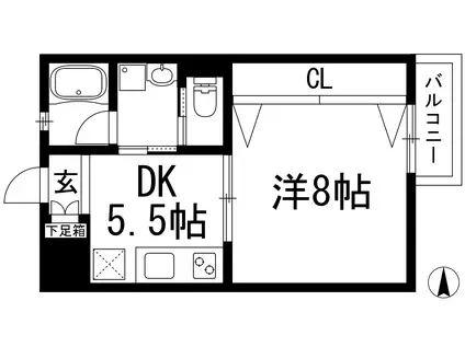 レアグランツ宝塚千種(1DK/2階)の間取り写真