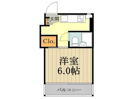 伸ビル(1K/2階)の間取り写真