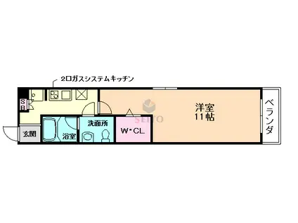 アクアスイート新大阪(1K/2階)の間取り写真