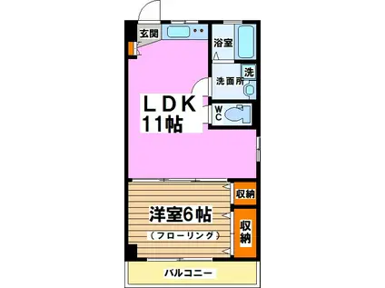 芹沢マンション(1LDK/4階)の間取り写真