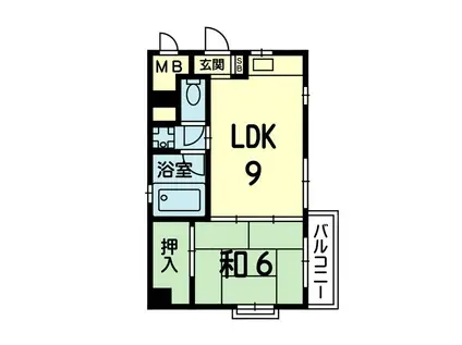 司ロイヤルハイツ新屋敷(1LDK/2階)の間取り写真