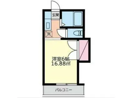 セブンハイツ平田(ワンルーム/2階)の間取り写真