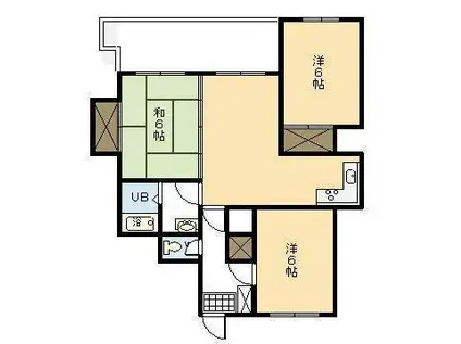 バンベールハウスA棟(3DK/3階)の間取り写真