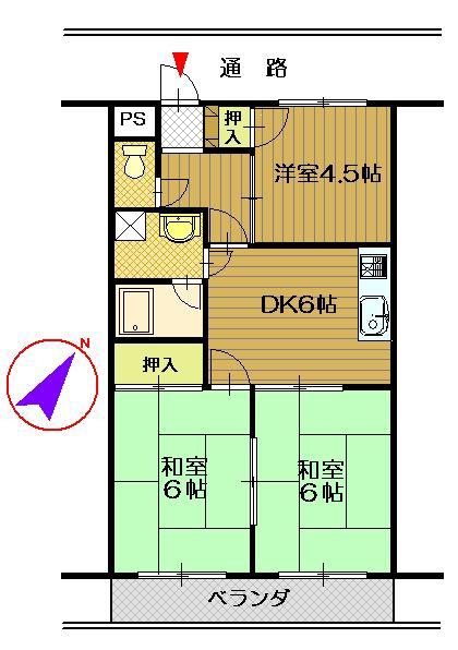 マンションOMI(3DK/4階)の間取り写真