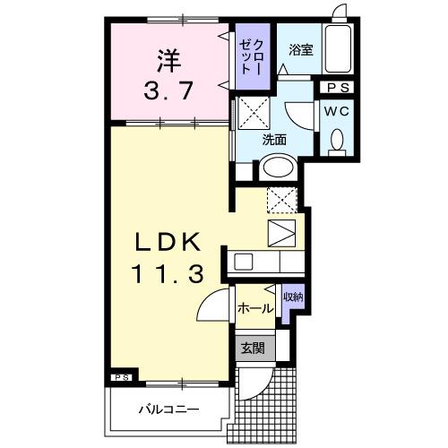 プリムローズ北日吉II(1LDK/1階)の間取り写真
