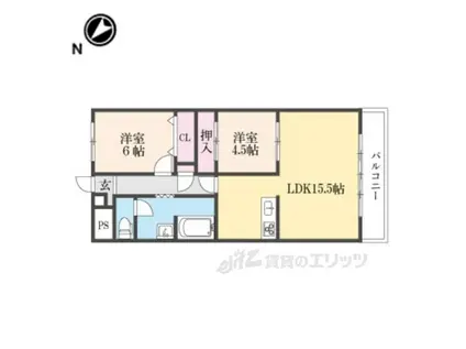サンワード(2LDK/4階)の間取り写真