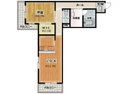 クオリスタ浦和(1LDK/2階)の間取り写真