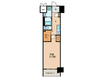 ウイングス門司駅前(1K/12階)の間取り写真