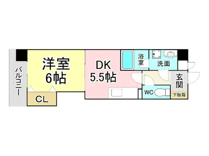 サンメゾン清水(1DK/2階)の間取り写真