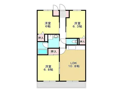 サンパレス(3LDK/4階)の間取り写真