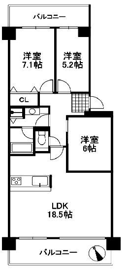 イトーピア泉北深井(3LDK/4階)の間取り写真