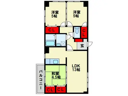 リリーフ浅川II(3LDK/4階)の間取り写真