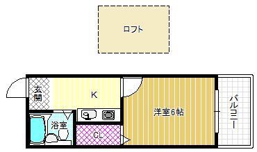 RX土師ノ里(1K/2階)の間取り写真