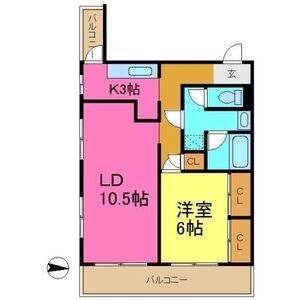 第2宏陽ハイツ(1LDK/4階)の間取り写真